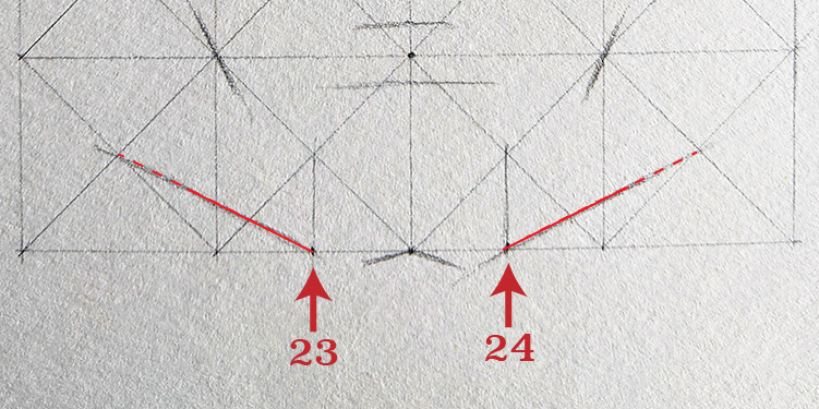 A diagram illustrating a step in the process of drawing a skull. 