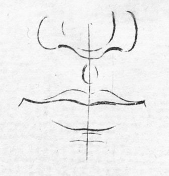 A diagram showing how to draw a human mouth.