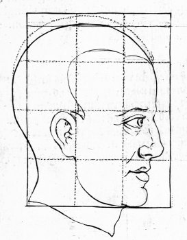 A diagram showing how to draw a human face.